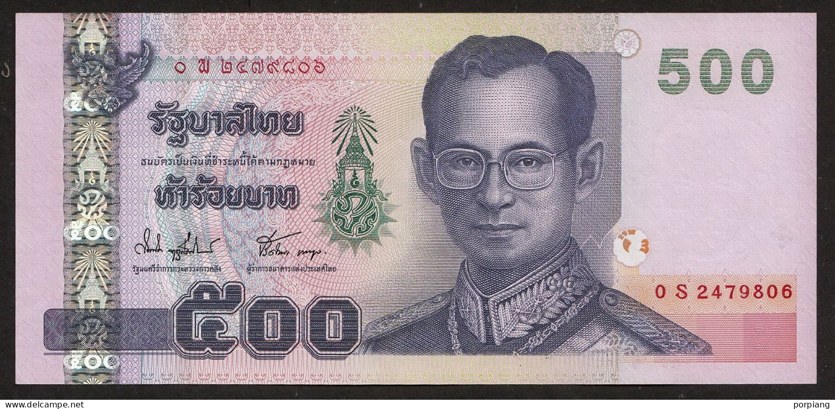 500 Baht Serie 15 First Sign. 74 Replacement 0S Thailand 2001 UNC - Thaïlande