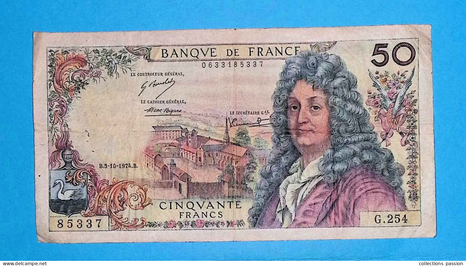 Billet, France, Racine, Cinquante, 50 Francs, 3-10-1974, 2 Scans - 50 F 1962-1976 ''Racine''