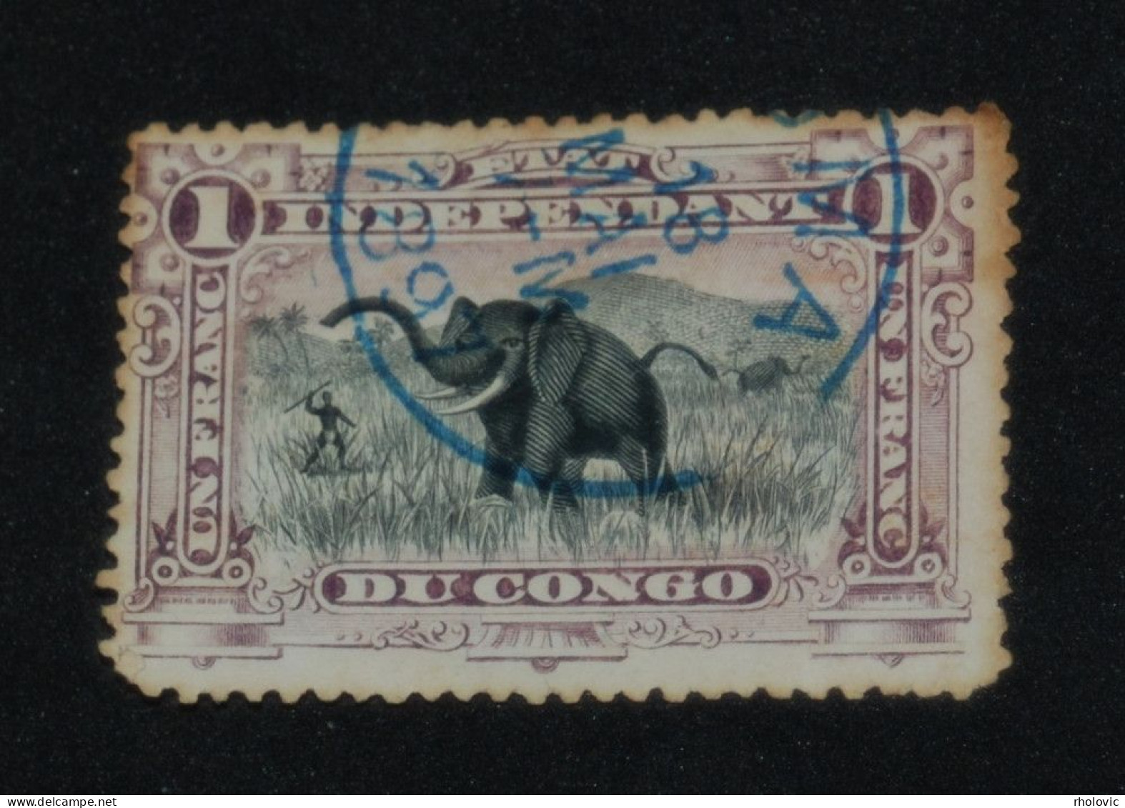 BELGIAN CONGO 1894, Elephant Hunt, Animlas, Mi #18, Used, CV: €15 - Oblitérés
