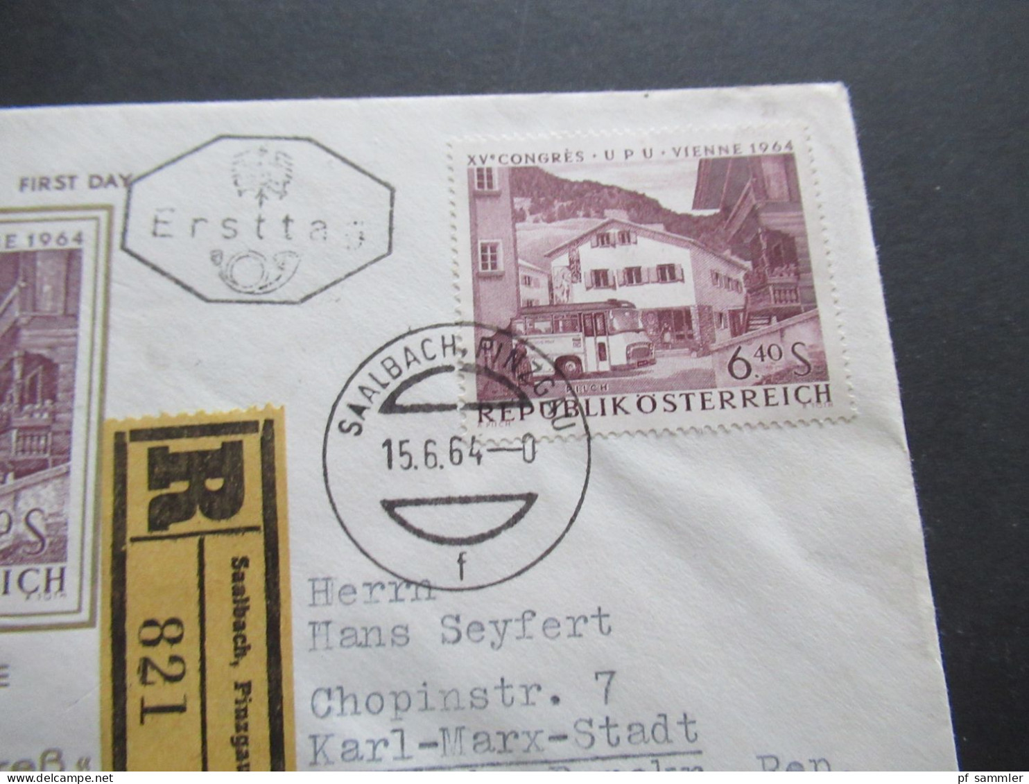 Österreich 1963 Und 64 FDC Als Einschreiben Echt Gelaufen! 1x Saalbach Pinzgab Und 1x Klagenfurt / Sondermarke UPU - Cartas & Documentos