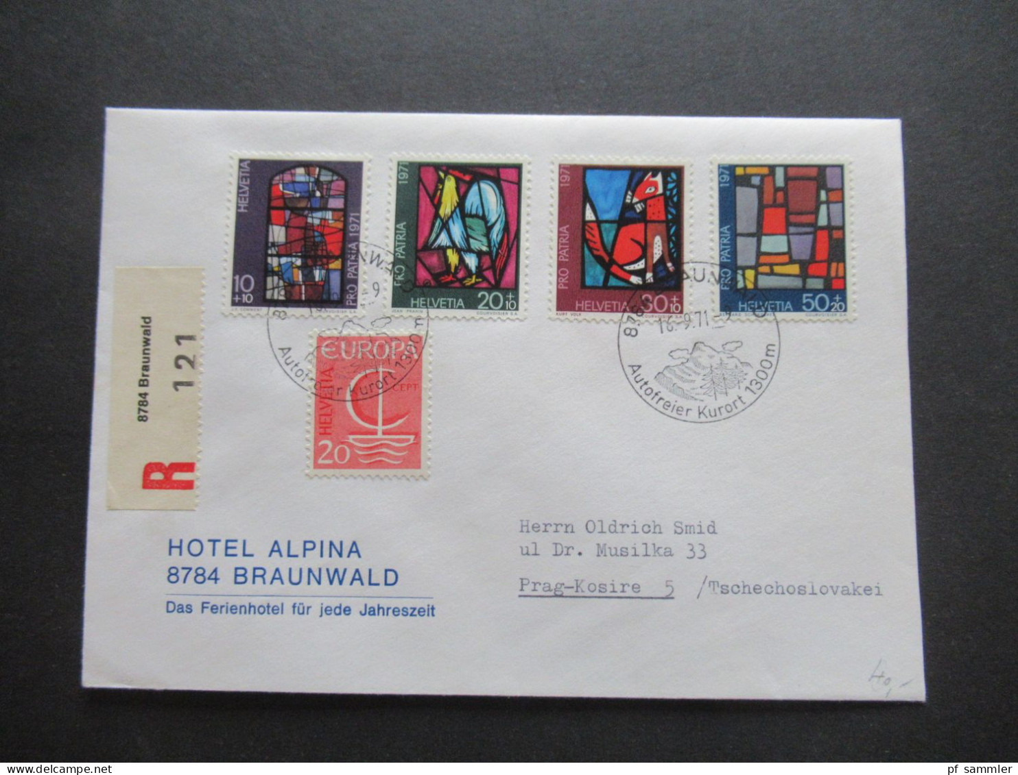 Schweiz 9 Sonderbelege / Einschreiben überwiegend 1970er Jahre / FDC NABA 1971 Block / Pro Patria teils in die CSSR gese