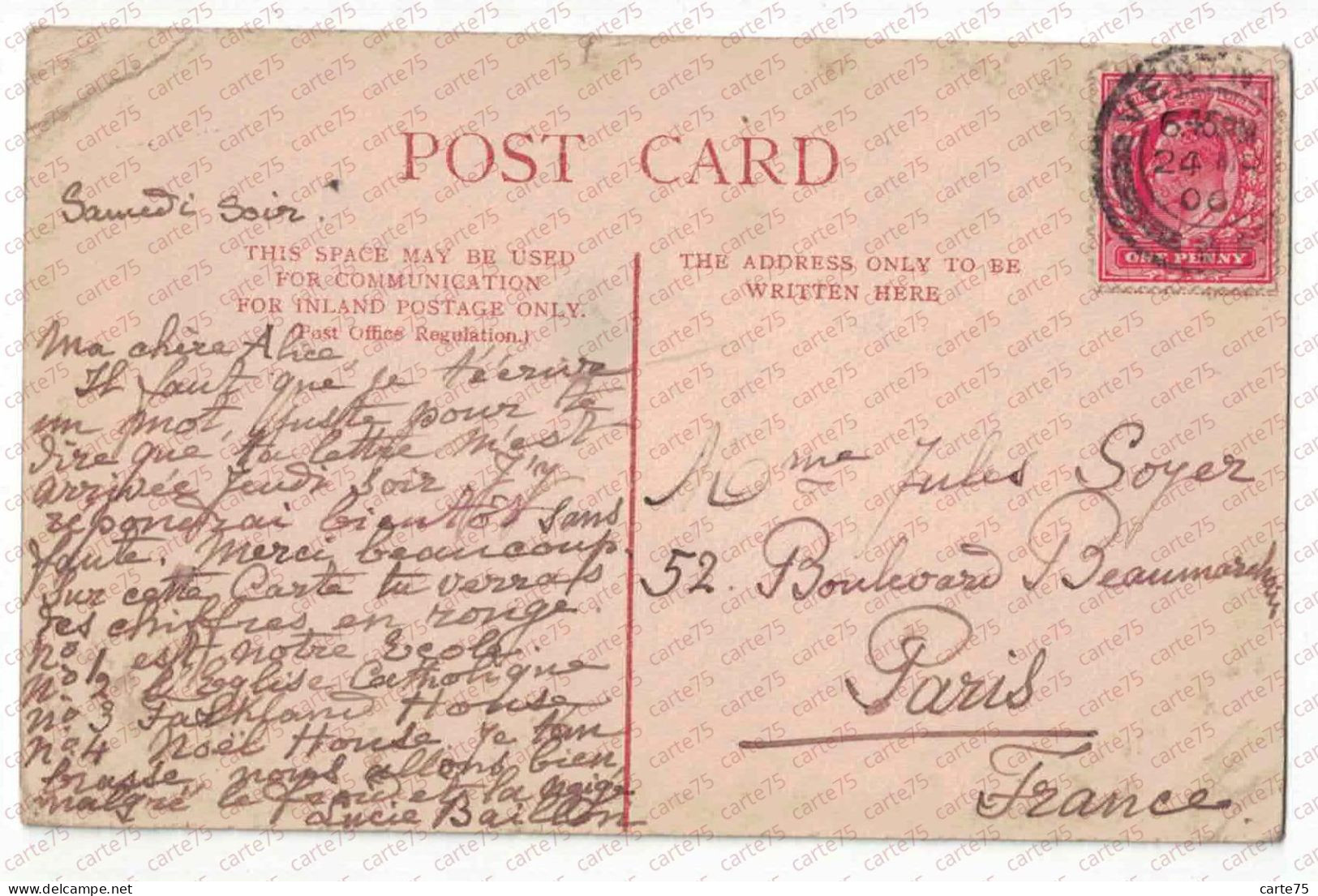 Postmarked 8 .. 1906 Sent To Paris CPA Ventnor St Boniface Terrace And Downs Isle Of Wight United Kingdom Royaume Uni - Ventnor