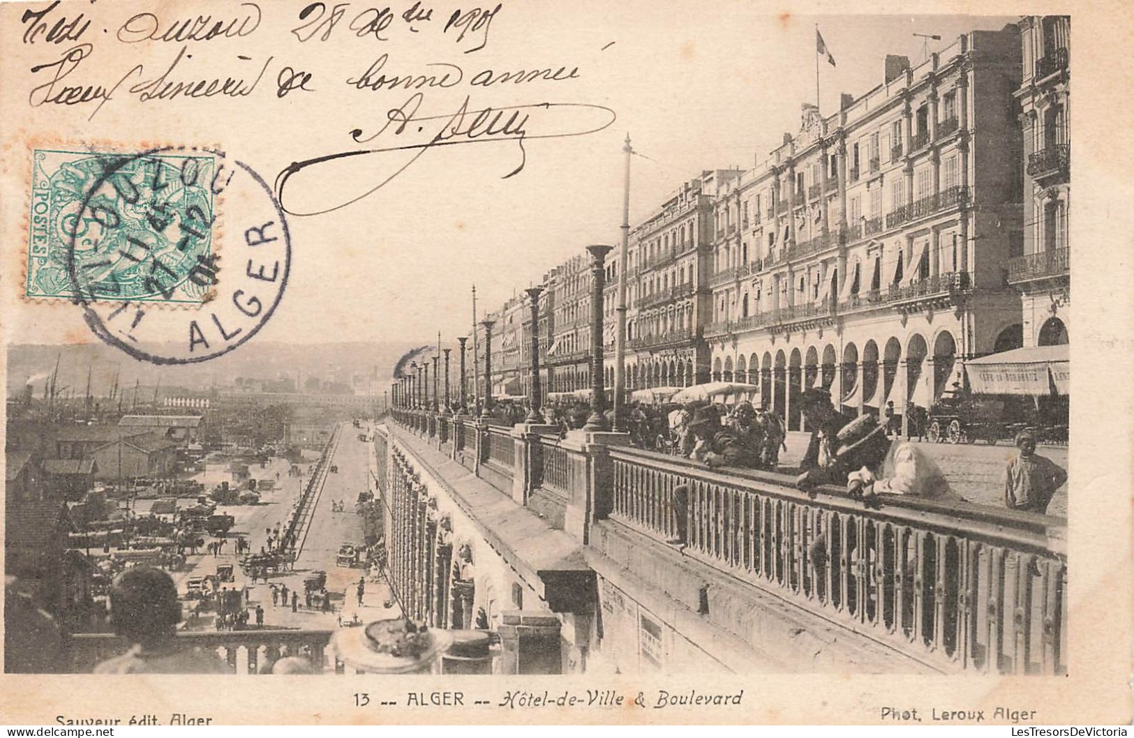 ALGERIE - Alger - Vue Sur L'hôtel De Ville Et Le Boulevard - Carte Postale Ancienne - Alger