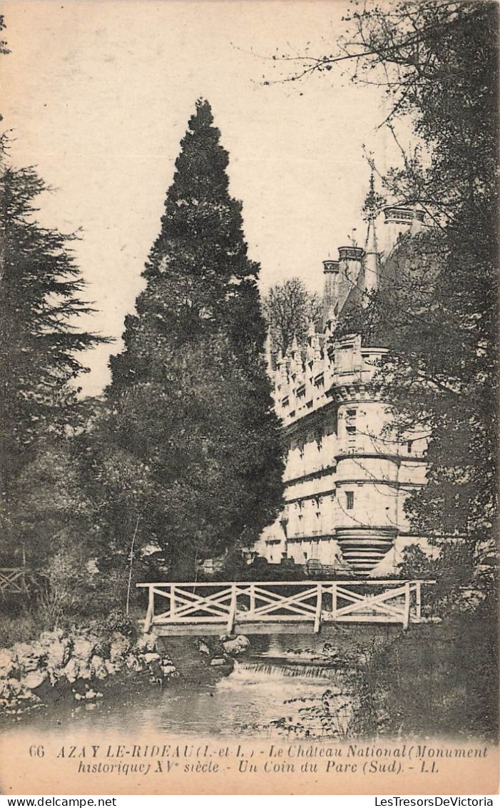 FRANCE - Azay Le Rideau - Le Château National (Monument Historique) XVe Siècle - Un Coin Du Parc- Carte Postale Ancienne - Azay-le-Rideau