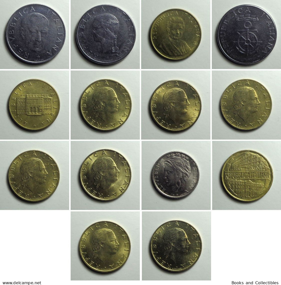 ITALIA - Lotto (14x) Tutte Le Monete Commemorative Da 100 E 200 Lire, Periodo 1946-2001 * Rif. MNT-L001 - Conmemorativas
