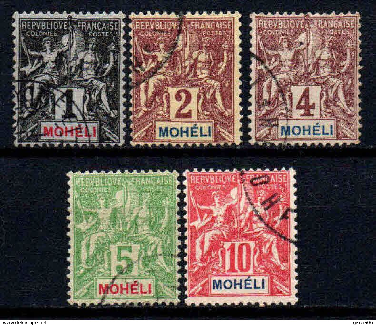 Mohéli - 1906  -  N° 1 à 5   - Oblitéré - Used - Usati