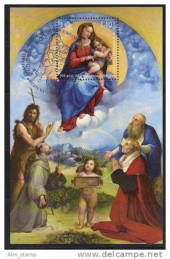 2012.03.01 Vatikan Mi. Bl. 36 + 37 Used 500th Anniversary Of Sistine And Foligno Madonna - Gebraucht