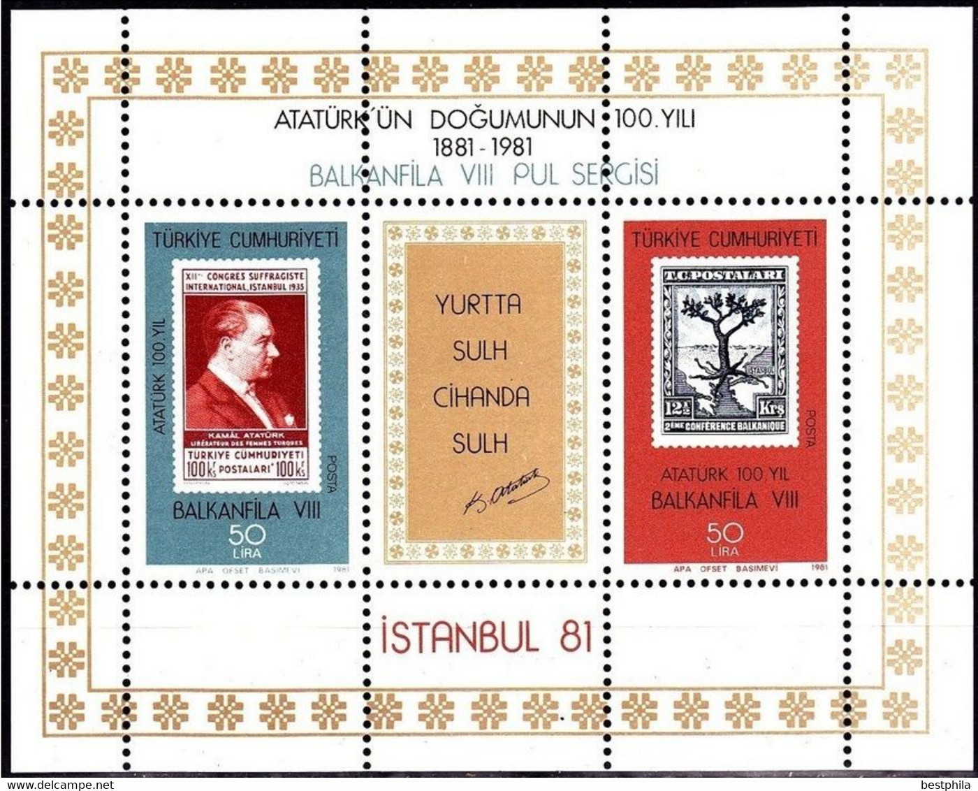 Turkey, Türkei - 1981 - Balkanfila VIII Stamps Exhibition - 1.Mini S/Sheet ** MNH - Neufs