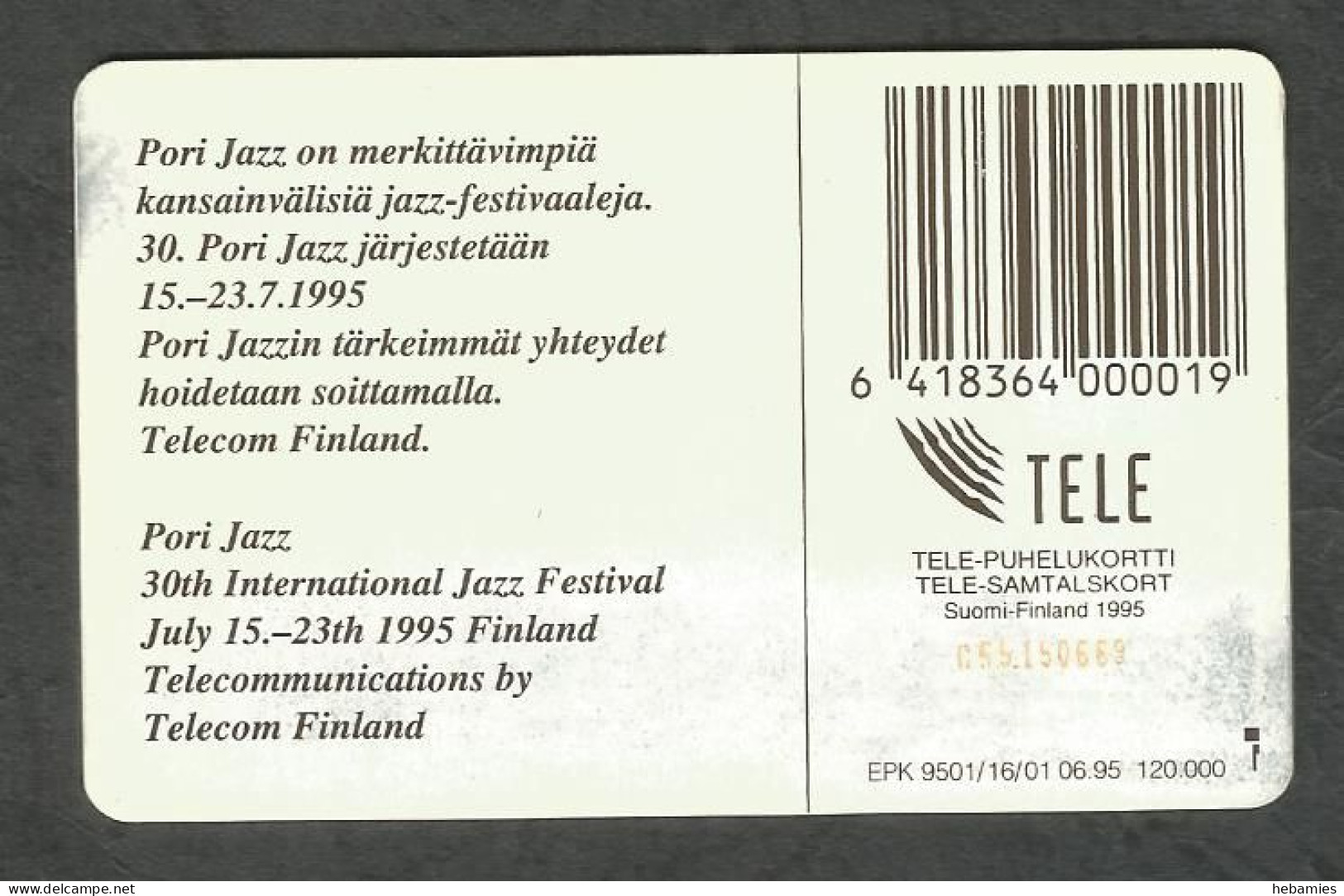 PORI JAZZ FESTIVAL JULY 15-23 1995 - TELE 30 FIM - FINLAND - Musique