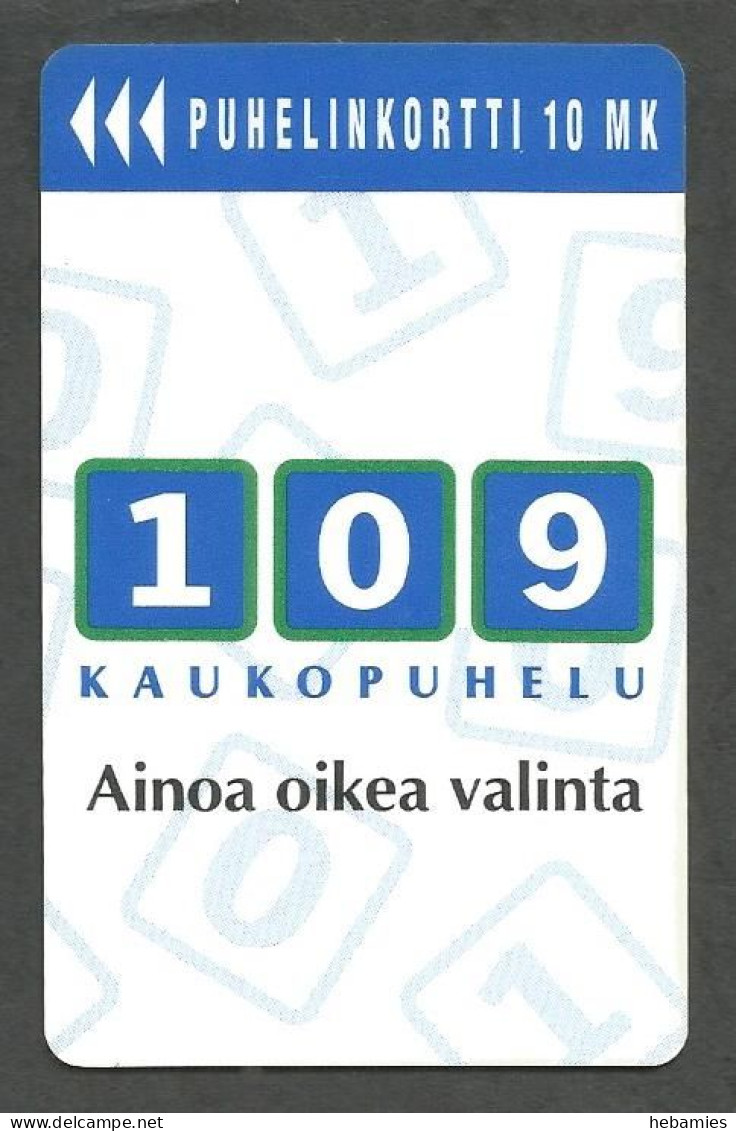 109 LONG DISTANCE CALL - The Only Right Choice. - 10 FIM 1996  - Magnetic Card - D52 - FINLAND - - Telecom