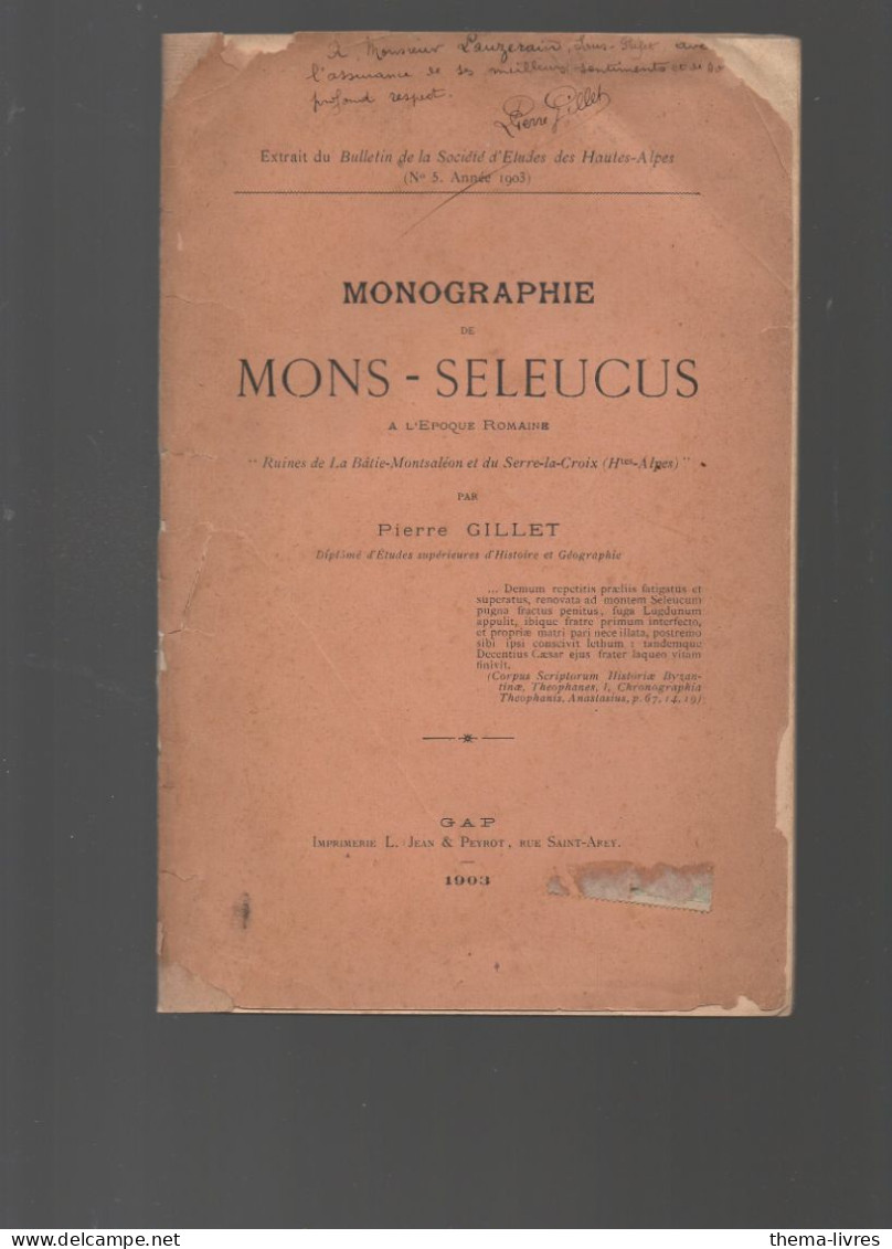 Monogtaphie De Mons-Seleucus (Hautes Alpes )1903   (M6228) - Provence - Alpes-du-Sud