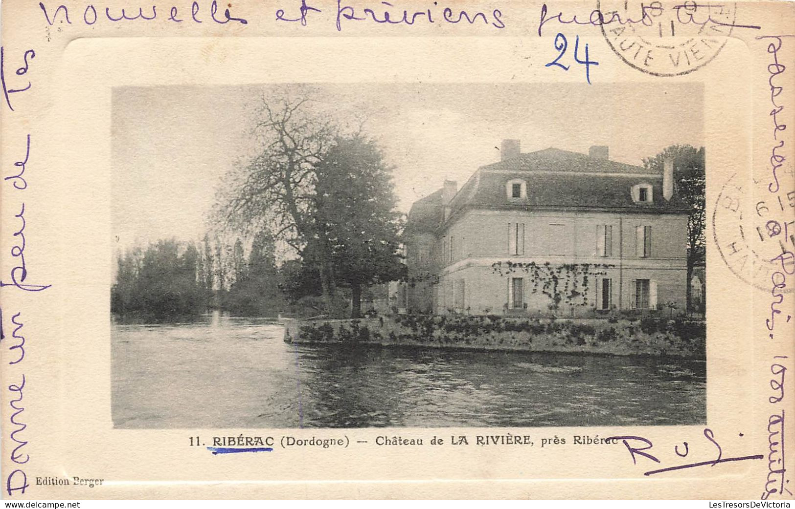 FRANCE - Riberac - Château De La Rivière - Carte Postale Ancienne - Riberac