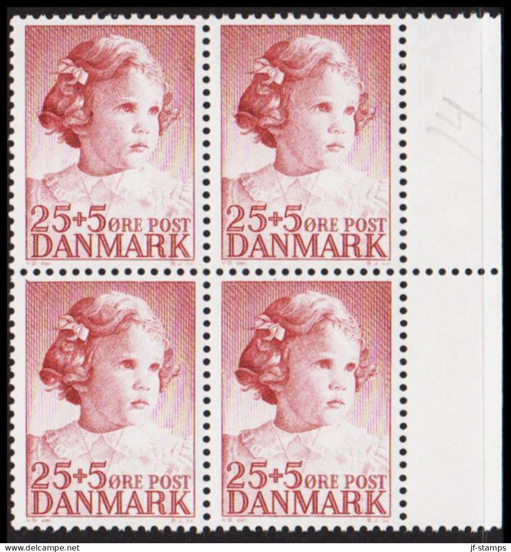 1950. DANMARK. 25+5 ØRE Princess Anne-Marie In Never Hinged 4-block. (Michel 322) - JF540691 - Lettres & Documents