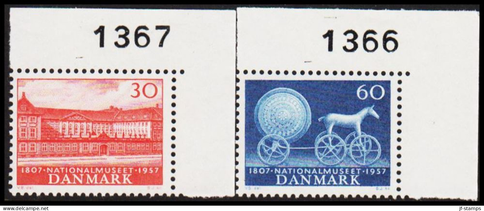 1957. DANMARK. NATIONALMUSEET Complete Set Never Hinged With Margin Number 1367 + 1366. (Michel 367-368) - JF540694 - Lettres & Documents