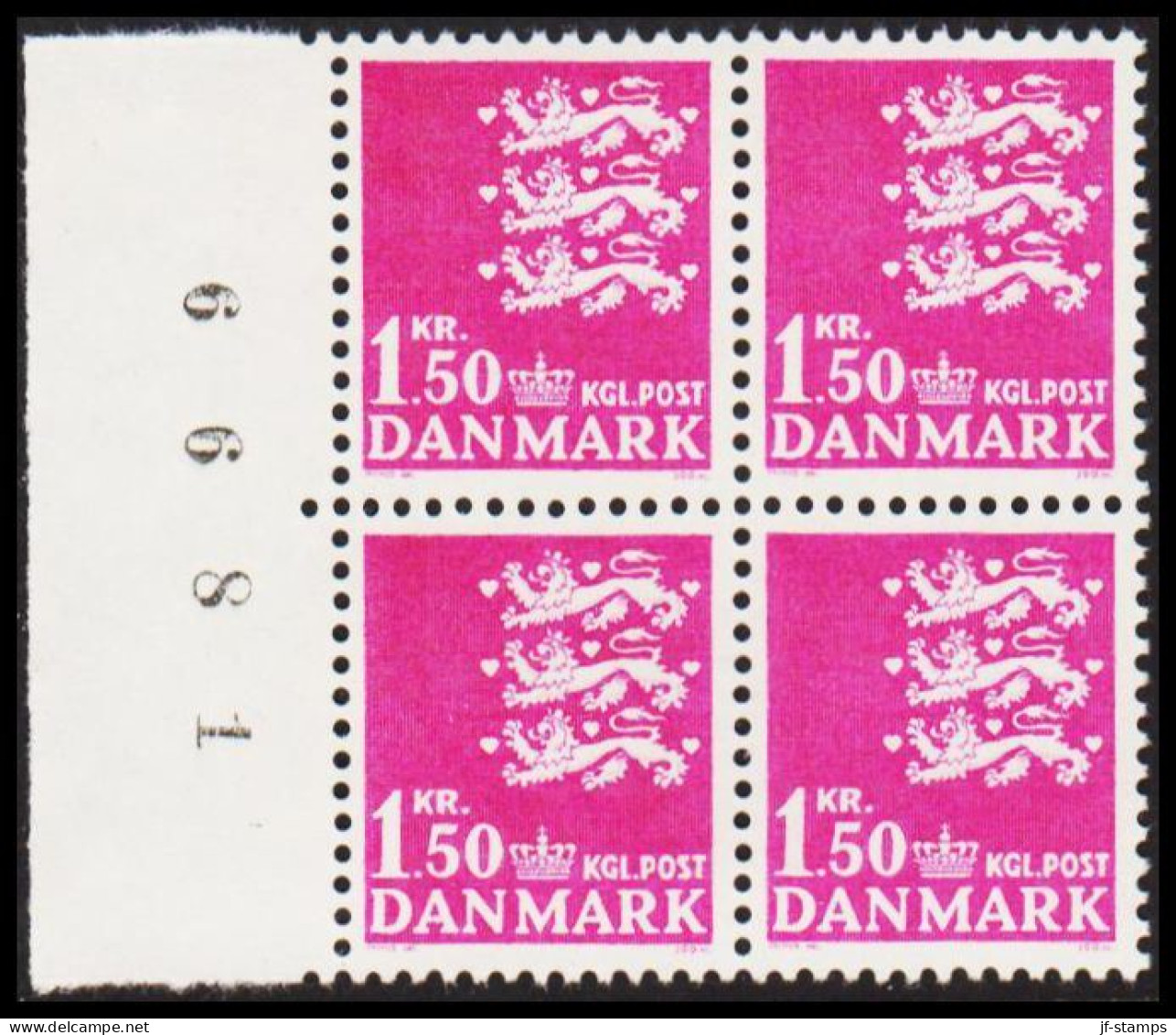 1962. DANMARK. 1,50 Lions In Never Hinged Block Of 4. Normal Paper. (Michel 402x) - JF540720 - Briefe U. Dokumente