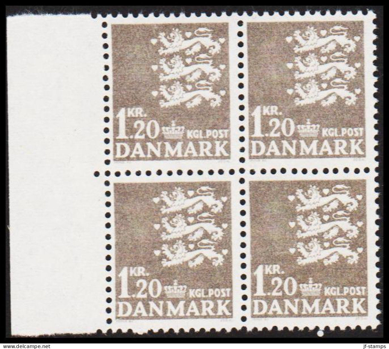 1962. DANMARK. 1,20 Lions In Never Hinged Block Of 4. Normal Paper. (Michel 400x) - JF540723 - Lettres & Documents