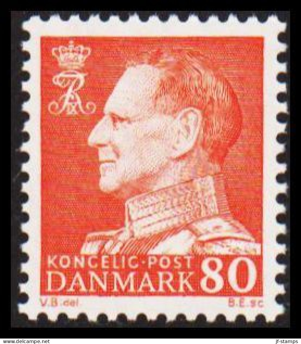 1961. DANMARK. Frederik IX 80 øre Never Hinged. Normal Paper. (Michel 397x) - JF540743 - Storia Postale