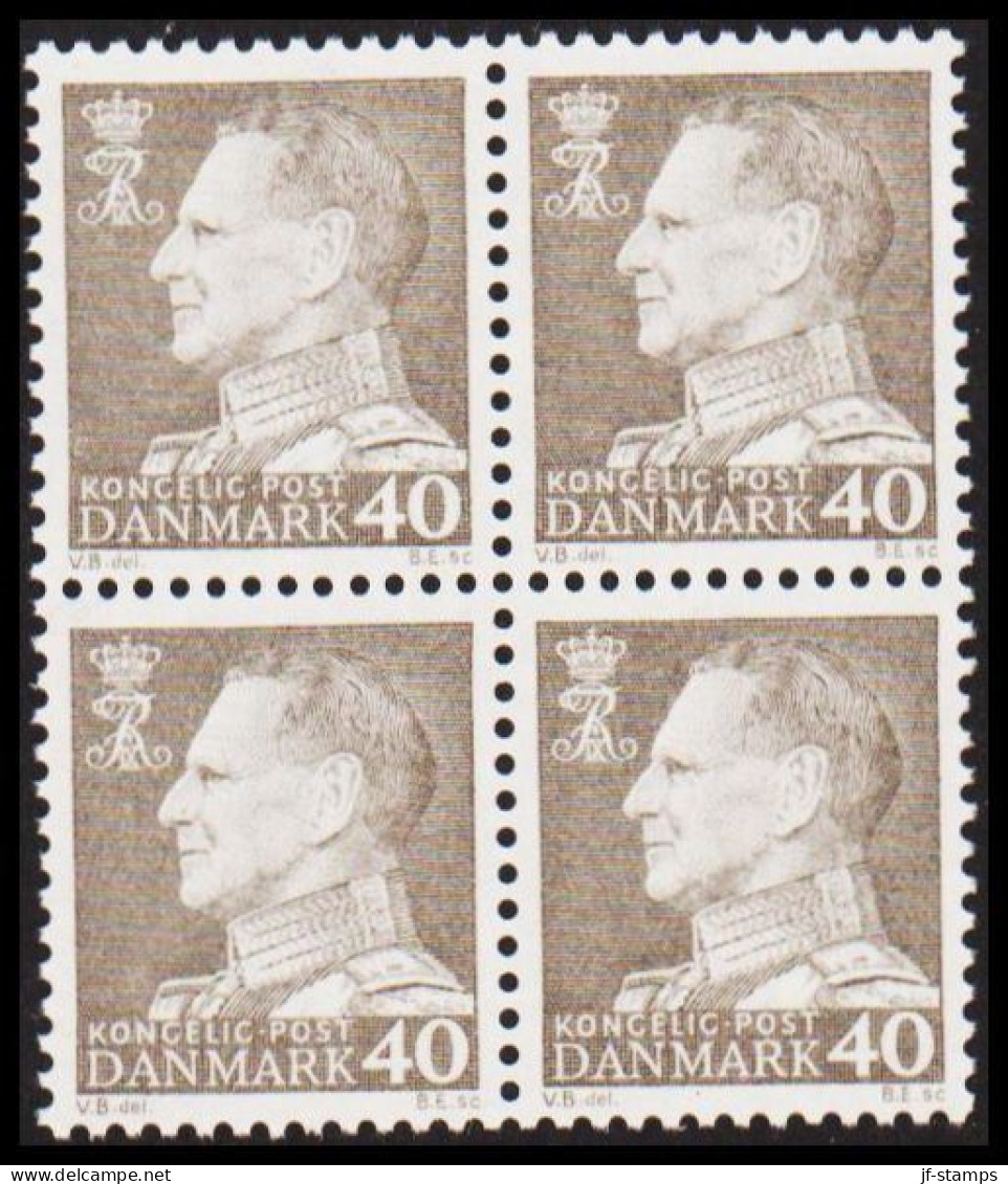 1961. DANMARK. Frederik IX 40 øre Never Hinged 4-block. Normal Paper. (Michel 393x) - JF540744 - Covers & Documents