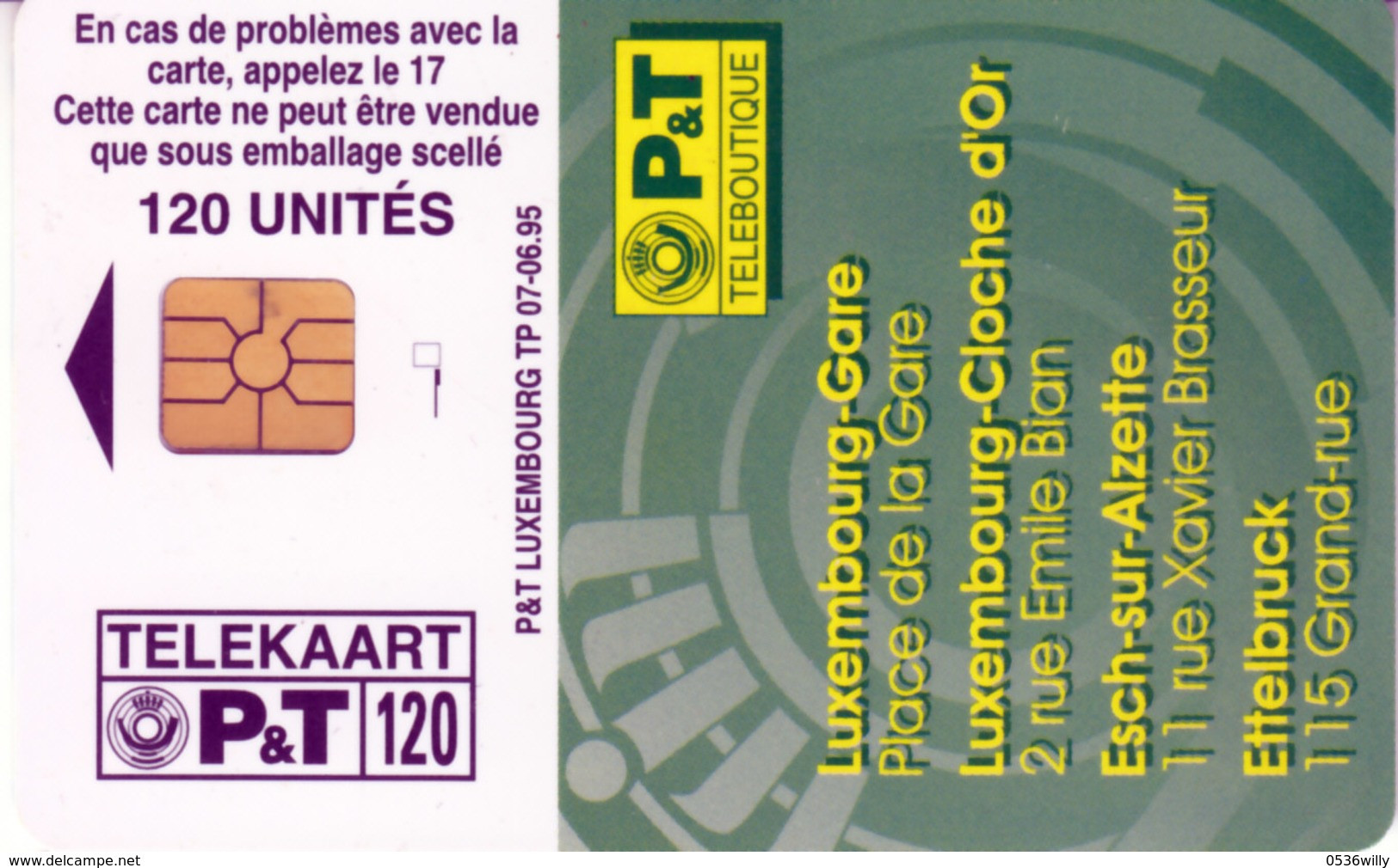 Phonecard "TELEBOUTIQUE", 120 Units (T.102) - Luxemburg