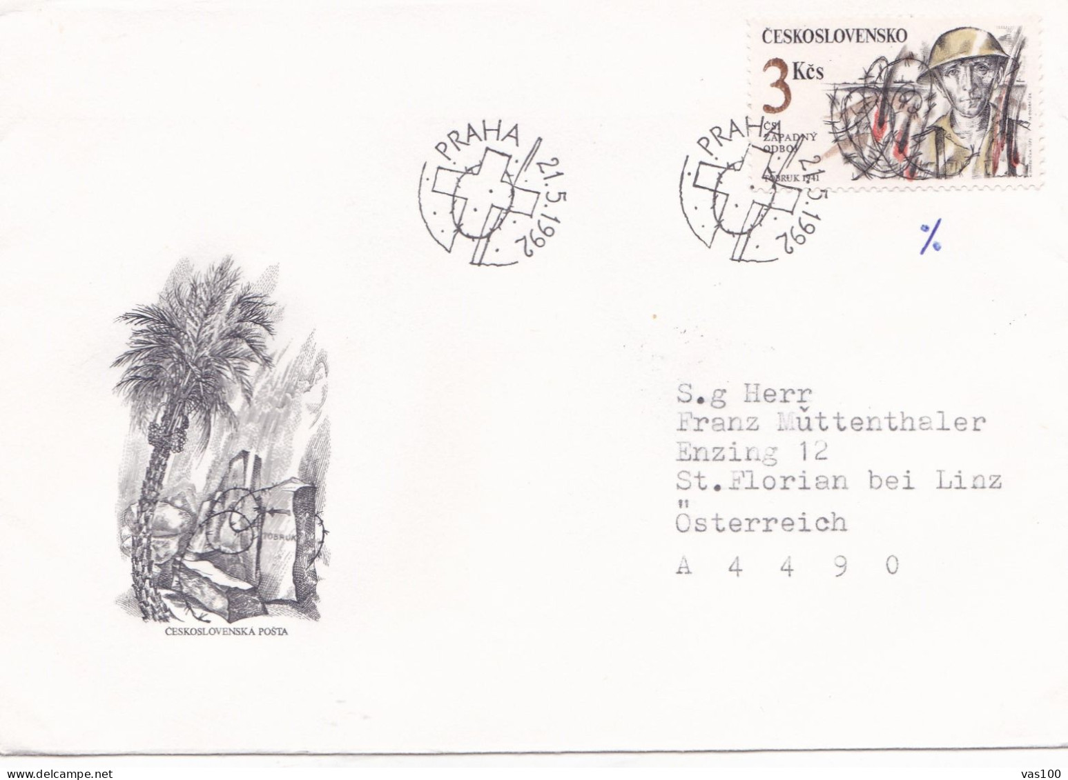 HOLOCAUT  PRAHA  COVERS FDC  CIRCULATED 1992 Tchécoslovaquie - Storia Postale