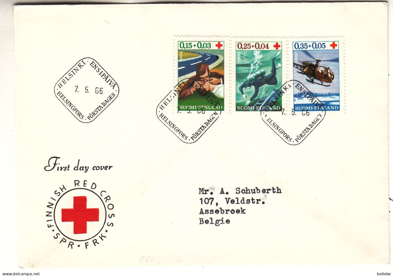 Croix Rouge - Finlande - Lettre De 1966 - Oblit Helsinki - Hélicoptères - - Storia Postale