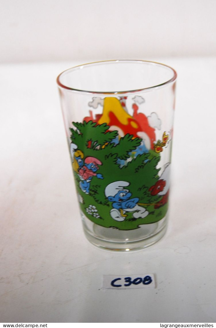 C308 Ancien Verre Moutarde - Peyo - 1986- IMPS - Benedictin - Schtroumpfs - Glasses