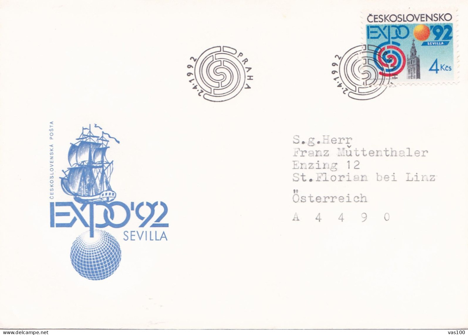 EXPO 92 SEVILA COVERS FDC  CIRCULATED 1992 Tchécoslovaquie - Lettres & Documents