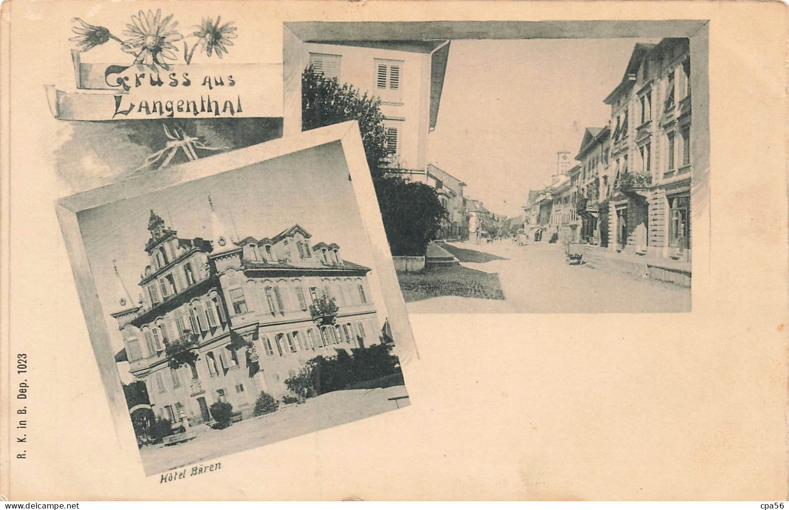 Gruss Aus LANGENTHAL -  Carte Précurseur 1900 - Rue + Hotel Bären - Langenthal