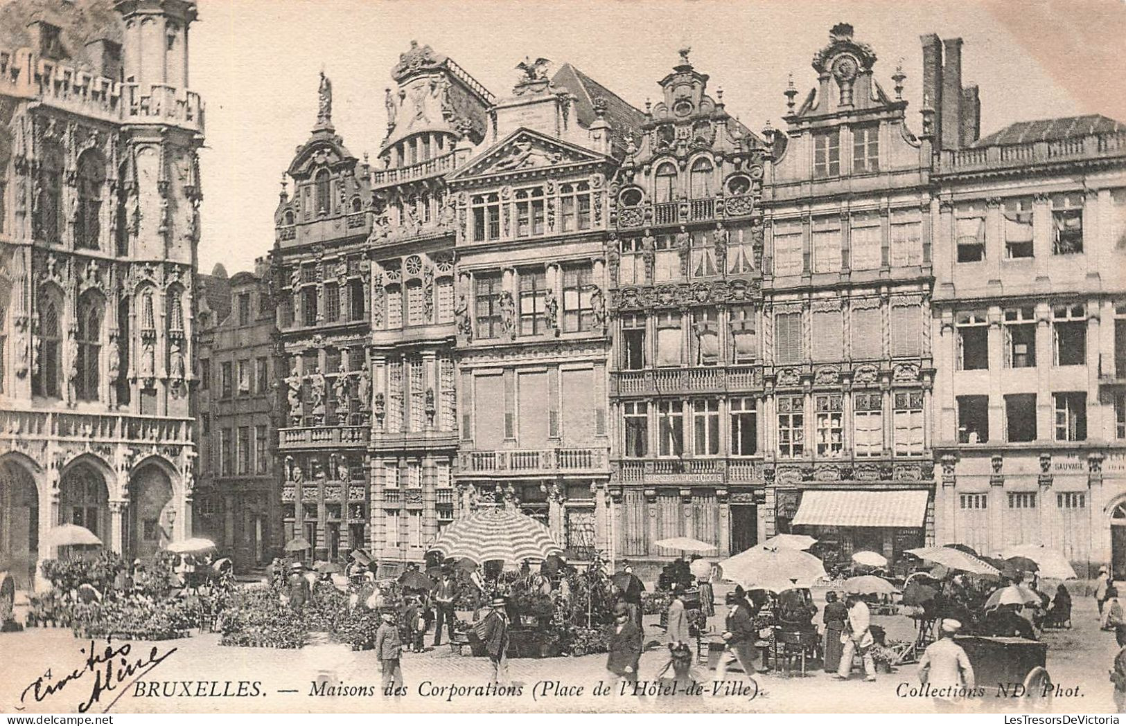 BELGIQUE - Bruxelles - Vue Sur Les Maisons Des Corporations - Animé - Carte Postale Ancienne - Monuments