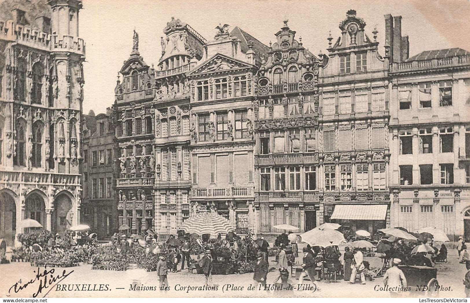 BELGIQUE - Bruxelles - Vue Sur Les Maisons Des Corporations - Animé - Carte Postale Ancienne - Monumenti, Edifici