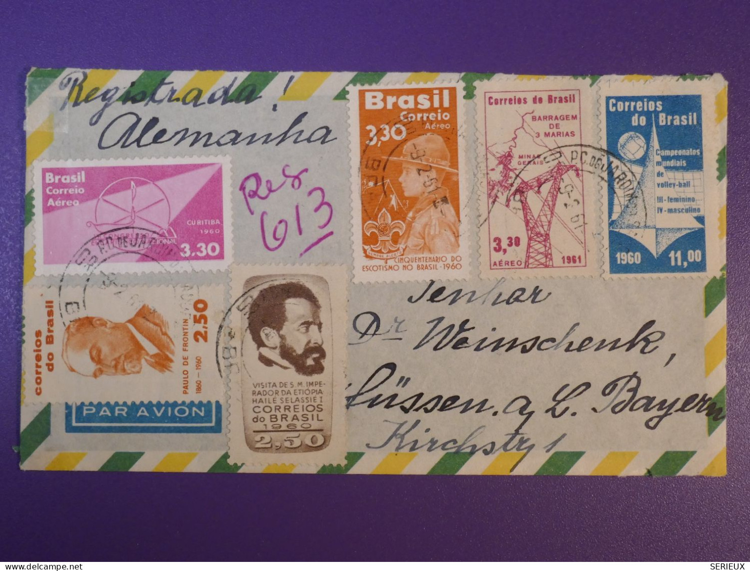 DG4  BRAZIL BELLE LETTRE  1961  SAO PAULO AU BAYERN  ALEMANIA  + ++AFF. PLAISANT+++++ - Storia Postale