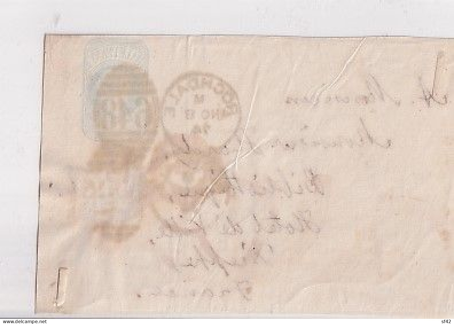 ENTIER HALF  PENNY + TIMBRE  1/2   ROCHDALE  1874    CACHET 648 + CACHET DE CALAIS - 1840 Sobres & Cartas Mulready