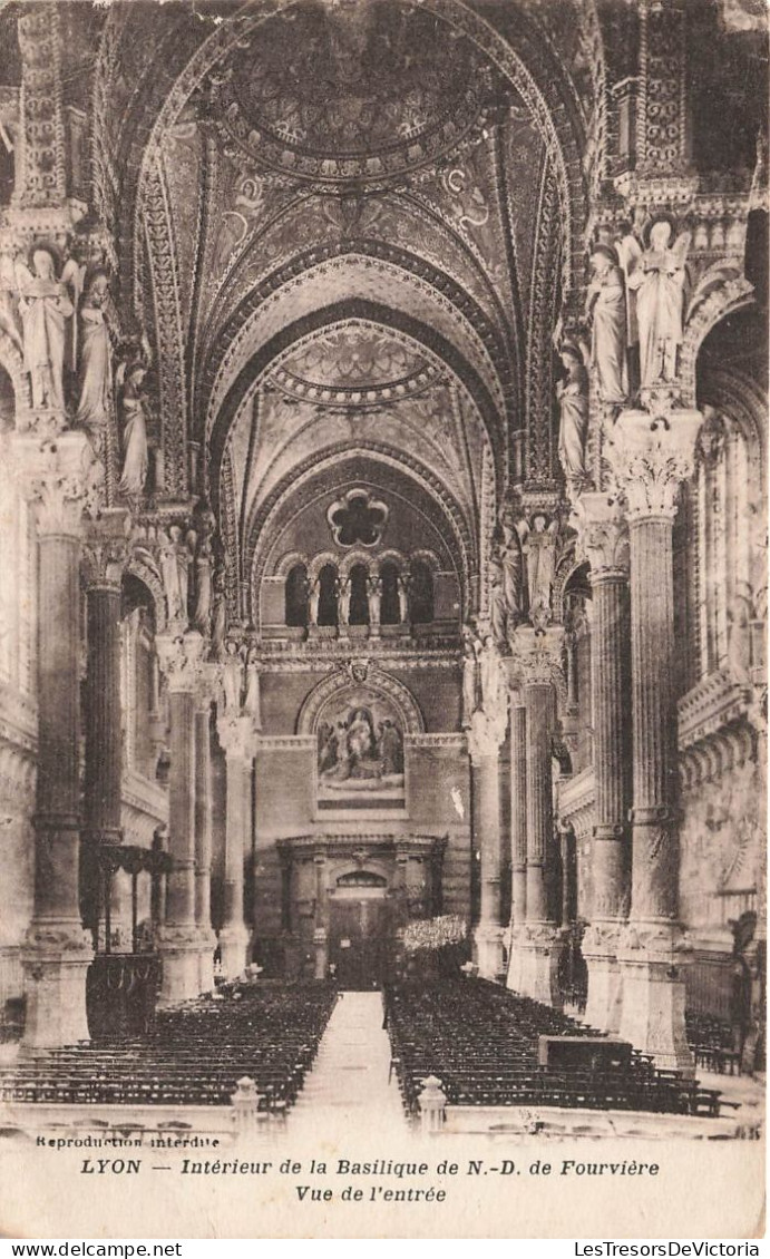 FRANCE - Lyon - Intérieur De La Basilique De ND De Fourvière - Vue De L'entrée - Carte Postale Ancienne - Lyon 5