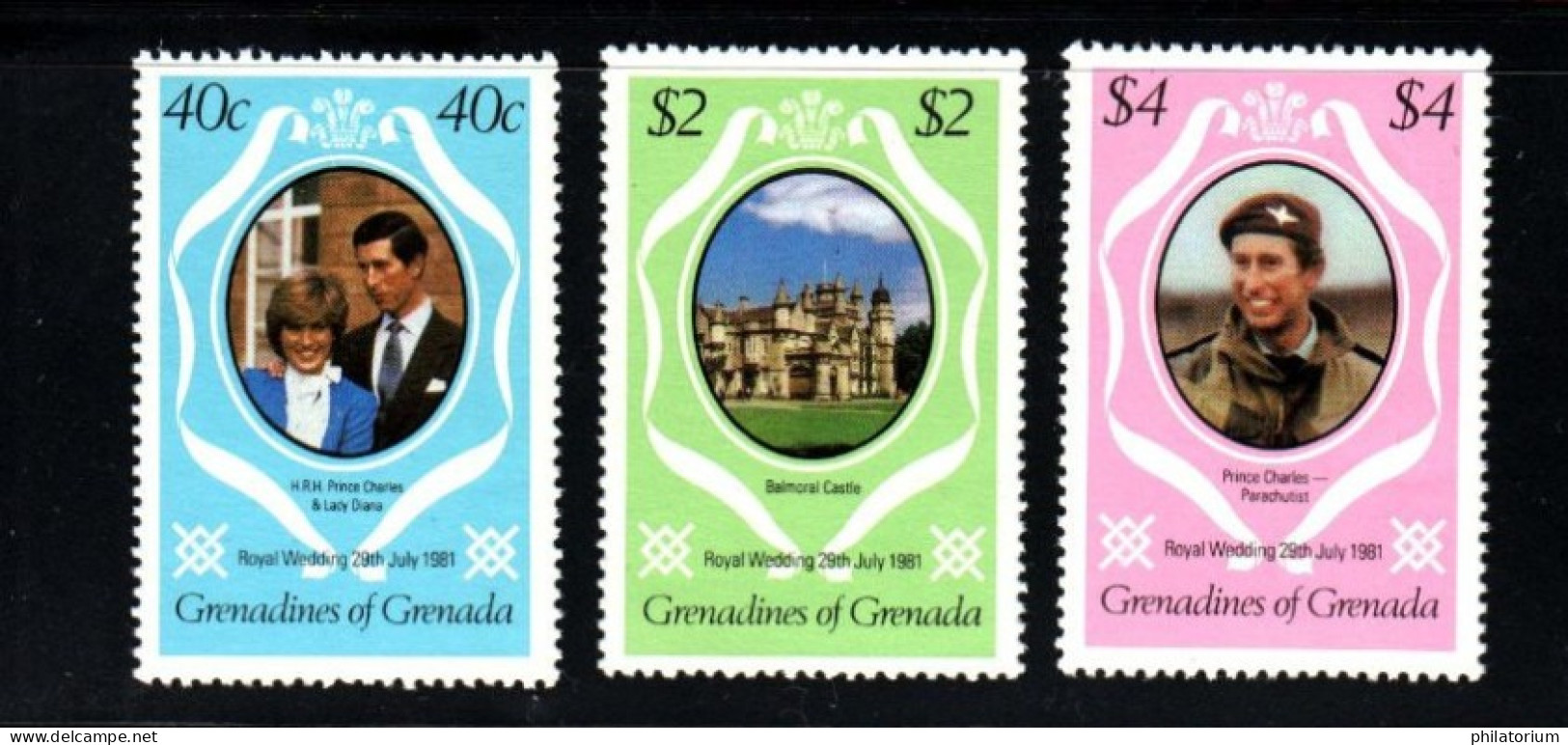 Grenadines De Grenade, Grenada, **, Yv 393 à 395, Mi 447A, 449A, 450A, Sg 444 à 446, Mariage Charles Et De Diana, - Grenade (1974-...)