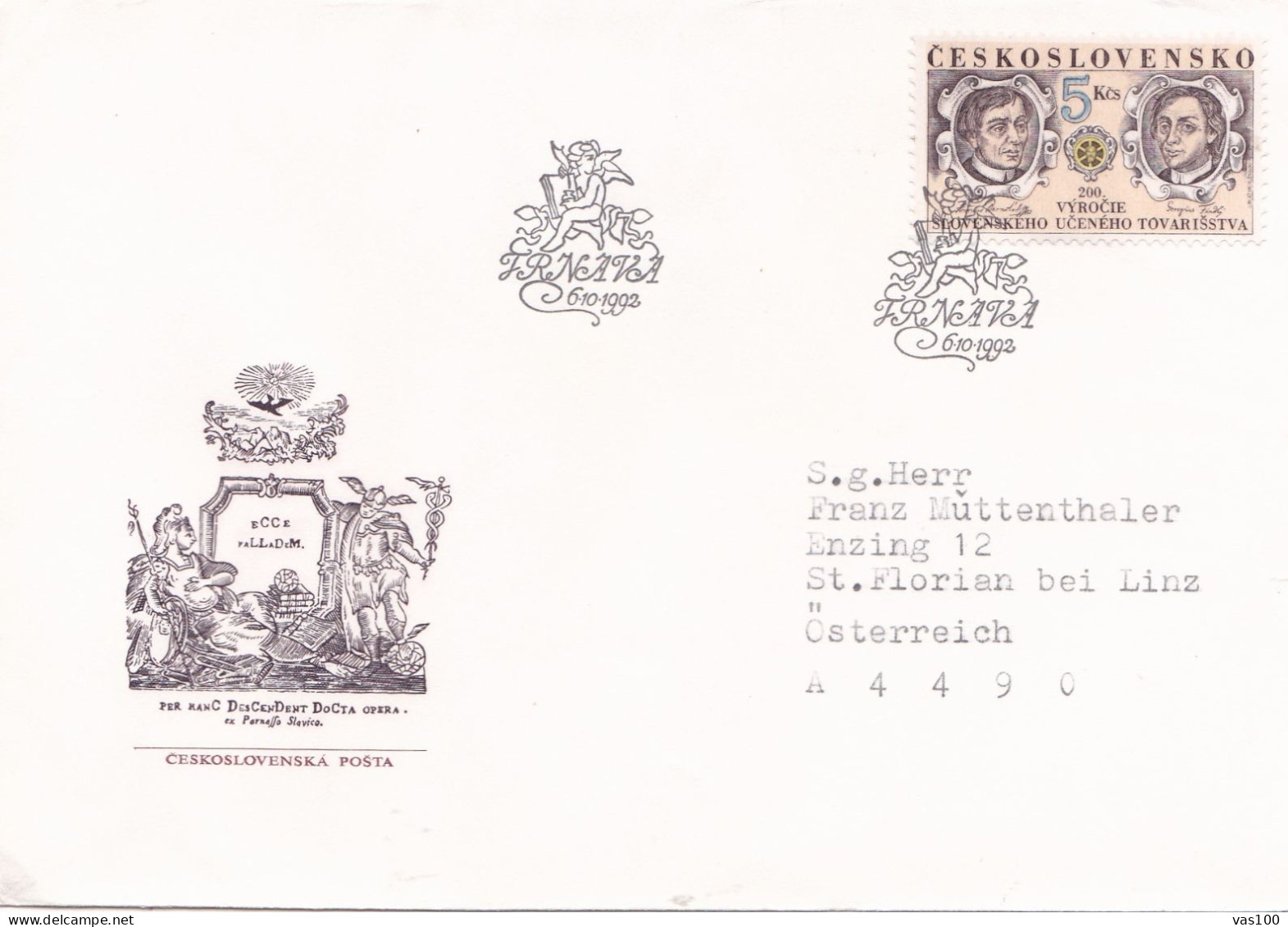 FAMOUS PEOPLE  COVERS FDC  CIRCULATED 1992 Tchécoslovaquie - Briefe U. Dokumente