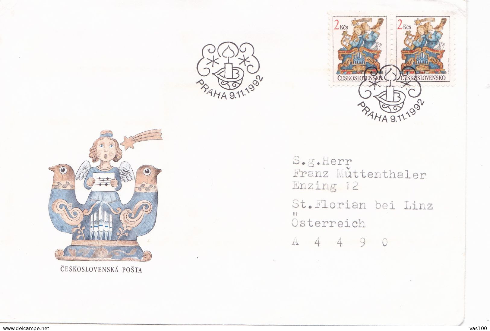 THE MUSIC COVERS FDC  CIRCULATED 1992 Tchécoslovaquie - Covers & Documents