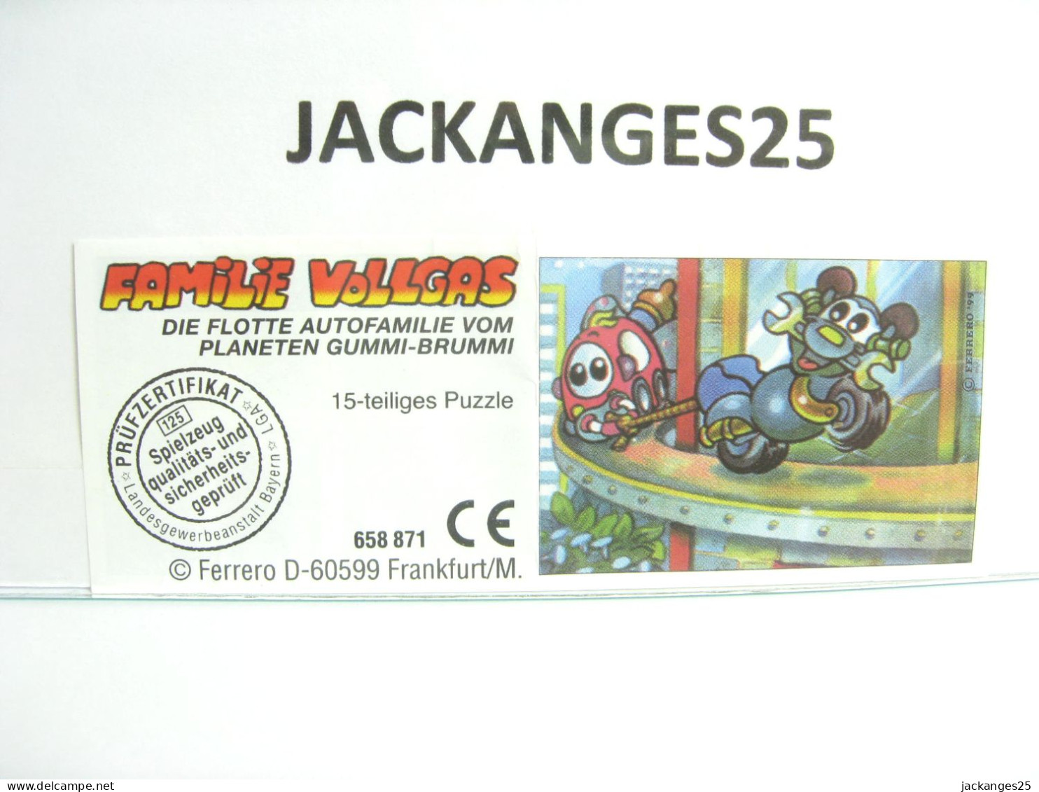 KINDER 658871 A PUZZLE AUTO ALLEMAND FAMILLE VOLGAS 1999  + BPZ - Puzzles