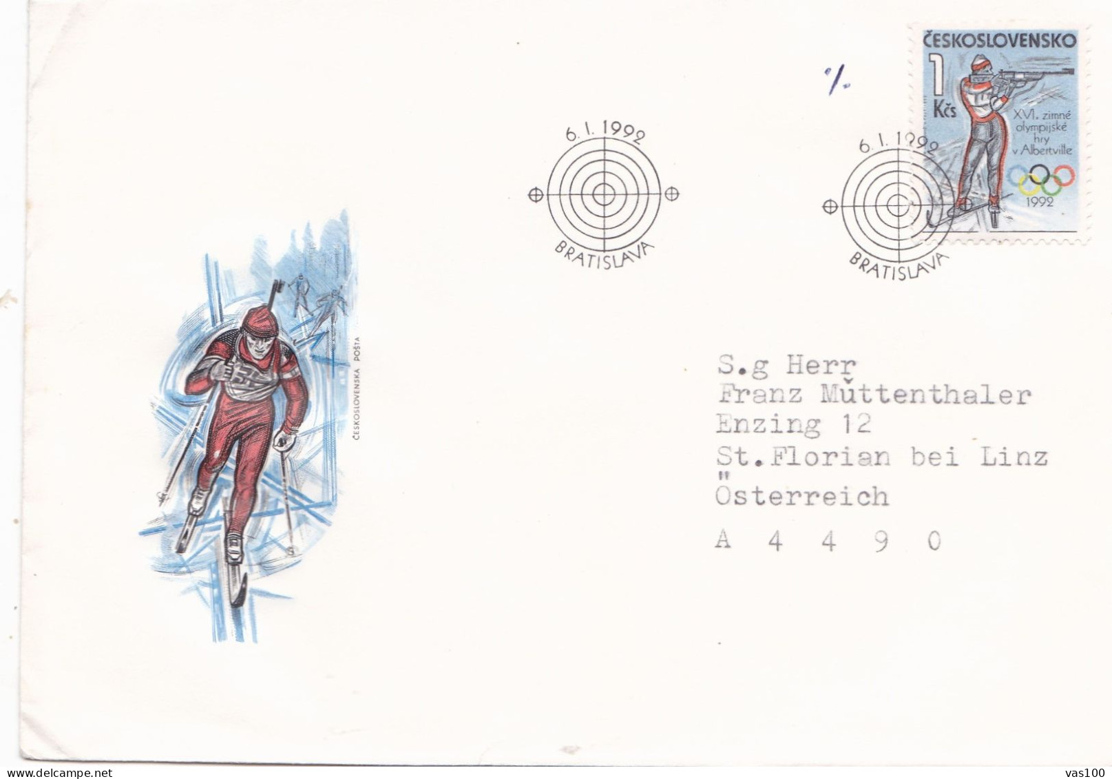 SKITOUR  COVERS FDC  CIRCULATED 1992 Tchécoslovaquie - Brieven En Documenten