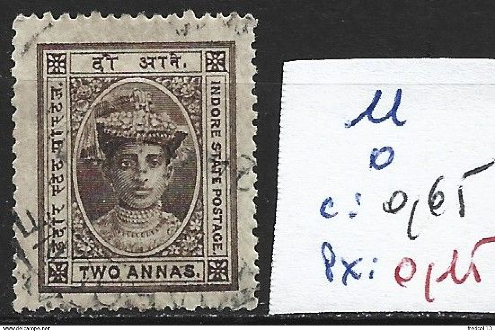 ETATS PRINCIERS DE L'INDE HOLKAR 11 Oblitéré Côte 0.65 € - Holkar