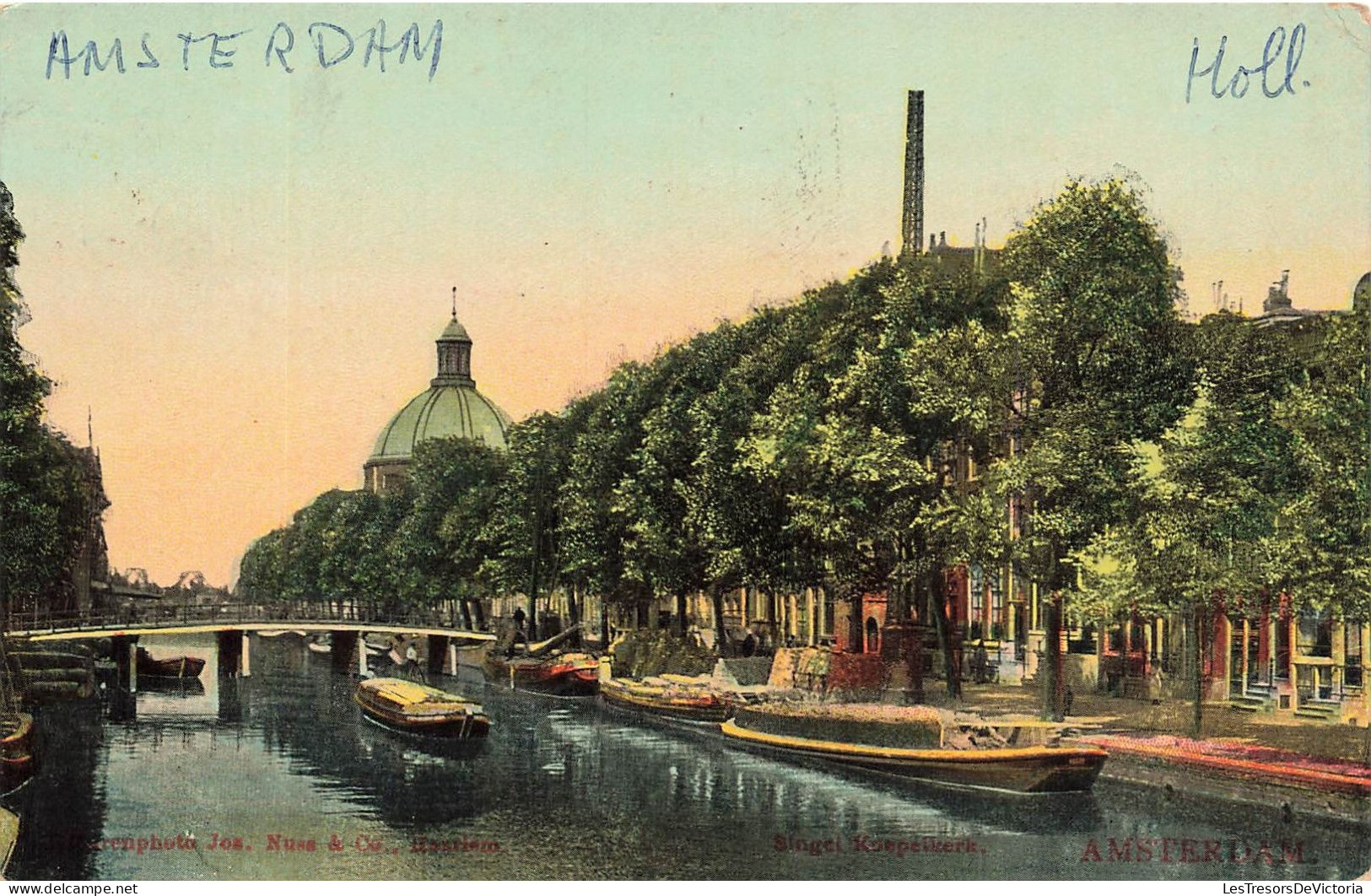 PAYS BAS - Amsterdam - Des Pirogues Sur Le Canal - Colorisé - Carte Postale Ancienne - Amsterdam