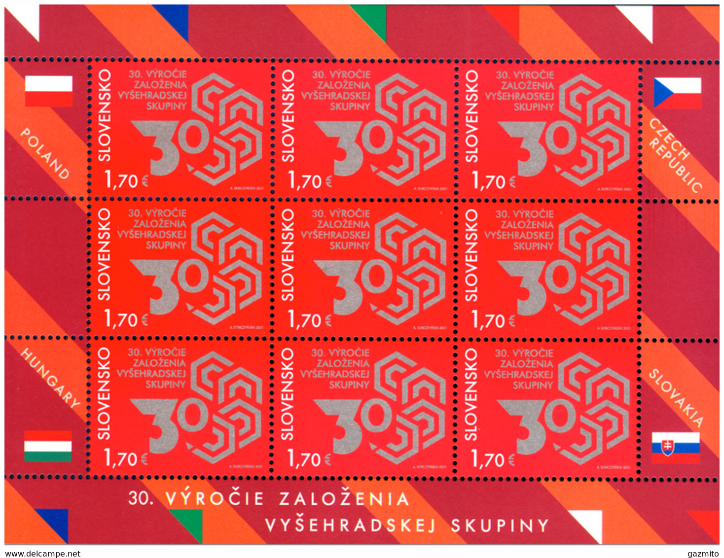 Slovakia 2021, 30th Anniversary Of The Foundation Of The Visegrad Group, Joint Issue, Sheetlet - Joint Issues