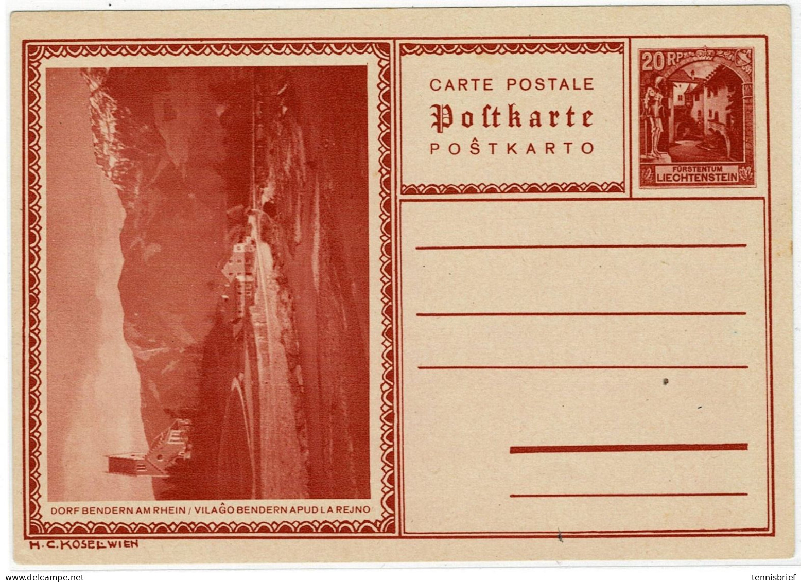 1930, Bild-GSK 20 Rp. (P.10/01), LBK € 65.-, A 8042 - Entiers Postaux