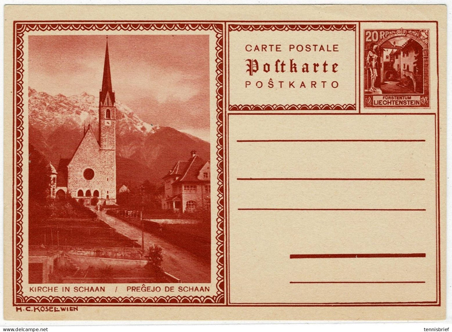 1930, Bild-GSK 20 Rp. (P.10/02), LBK € 65.-, A 8041 - Stamped Stationery