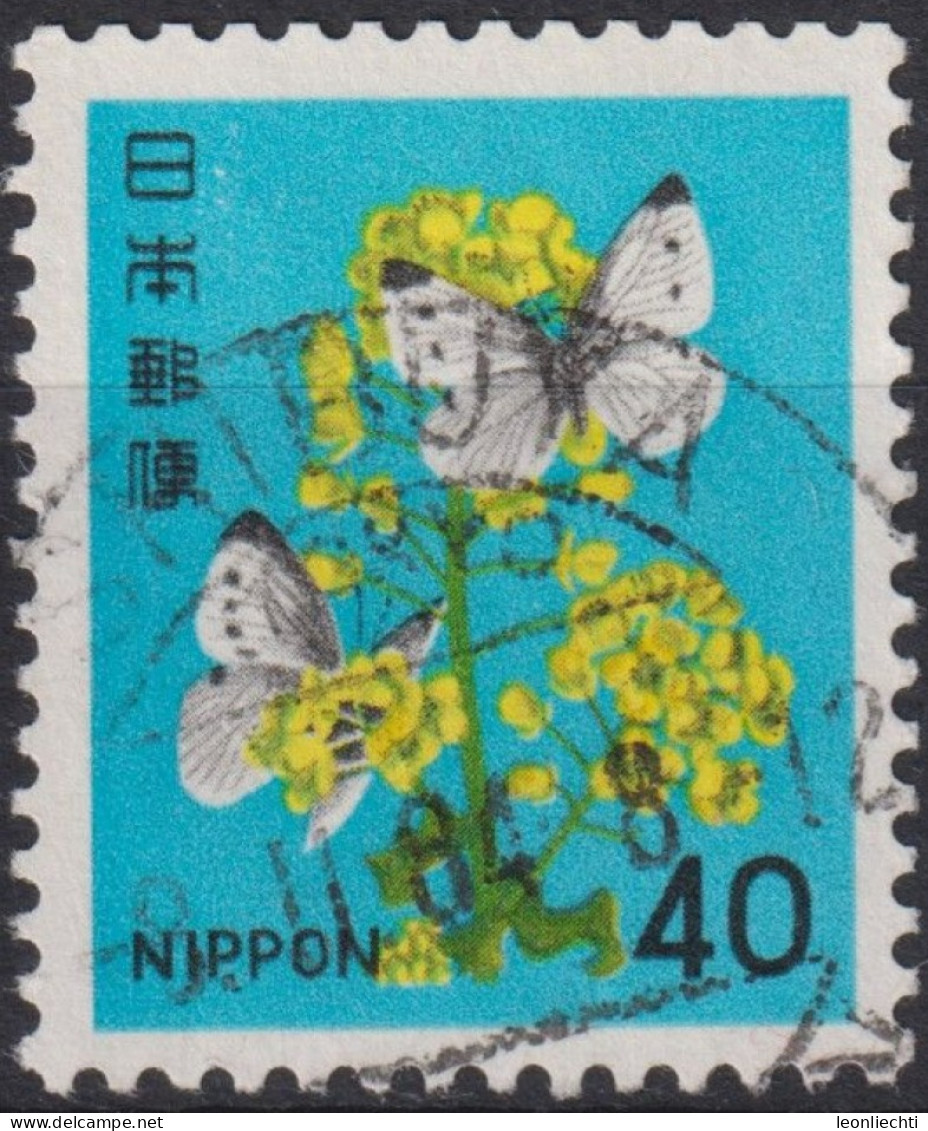 1980 Japan-Nippon ° Mi:JP 1442A, Sn:JP 1416, Yt:JP 1344, Flower And Butterfly: Brassica Napus And Pieris Rapae - Used Stamps