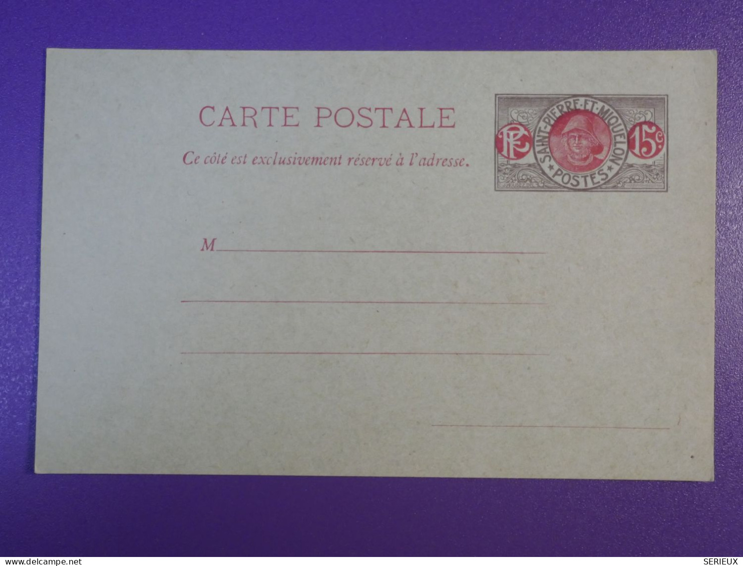 DG4  ST PIERRE MIQUELON BELLE CARTE  ENTIER  +RARE + NON VOYAGEE ++ NEUF ++ - Postal Stationery