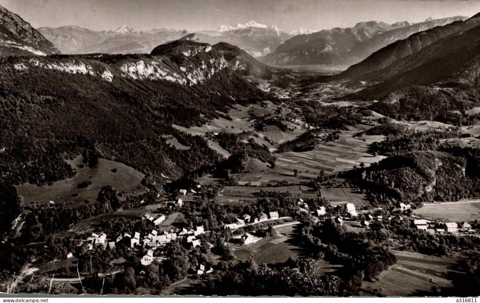 CARTE PHOTO SAINT-JEOIRE POUILLY,LA VALLEE DU RISSE ET LE MONT-BLANC - Saint-Jeoire