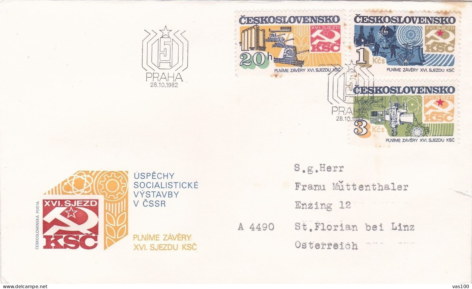 ANNIVERSARY PARTY   COVERS FDC  CIRCULATED 1982 Tchécoslovaquie - Lettres & Documents