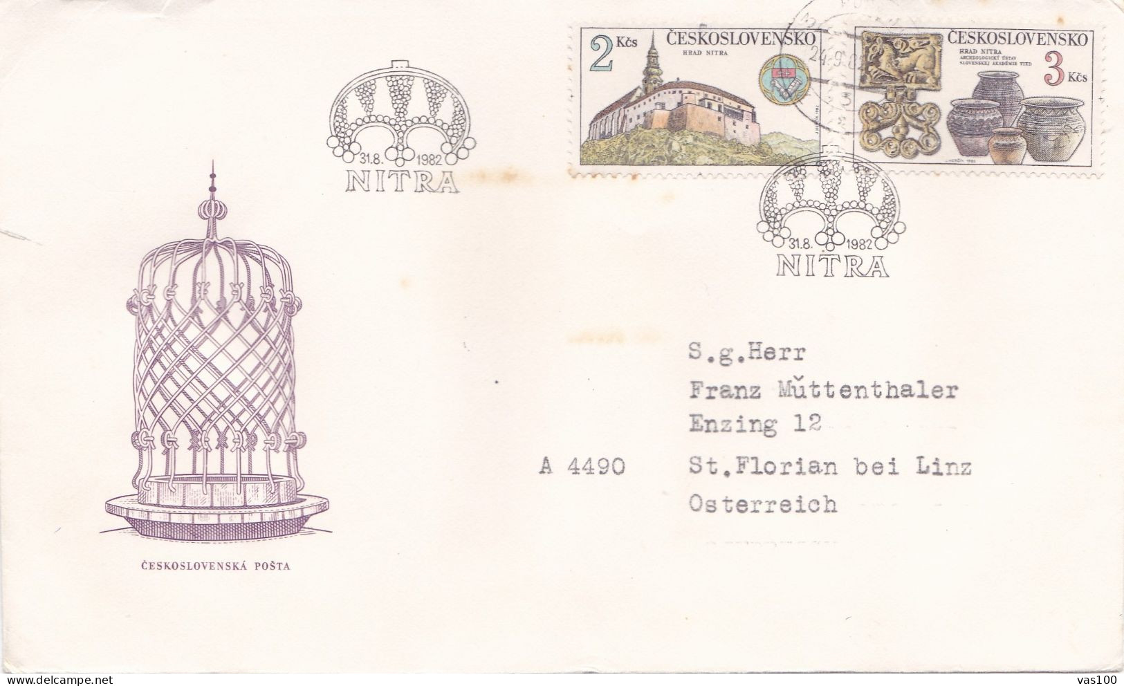 ARHITECTURE 2 COVERS FDC  CIRCULATED 1982 Tchécoslovaquie - Covers & Documents