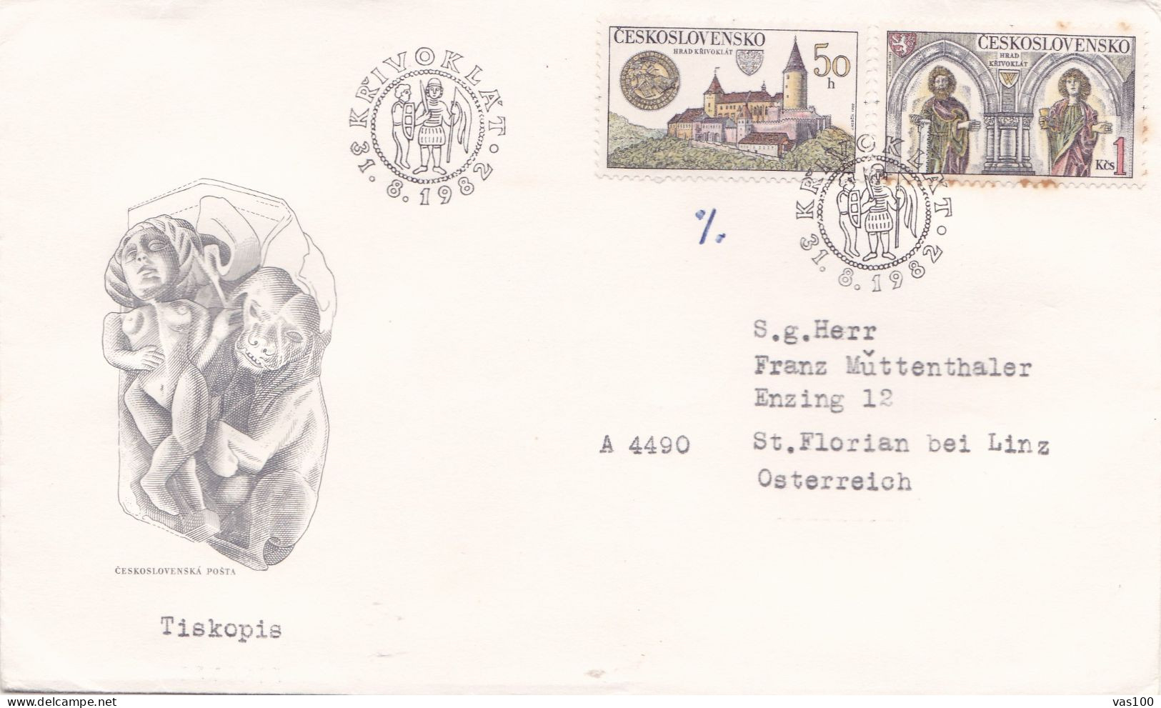 ARHITECTURE 2 COVERS FDC  CIRCULATED 1982 Tchécoslovaquie - Brieven En Documenten