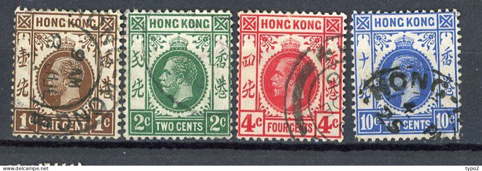 H-K  Yv. N° 99 à 101,104 ; SG N°100 To 102,105 Fil CA Mult (o) 1,2,4,10c George V Cote 2,15 Euro BE  2 Scans - Usados